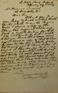 Letter from James Legge