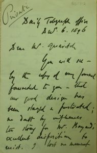 Letter from Edwin Arnold